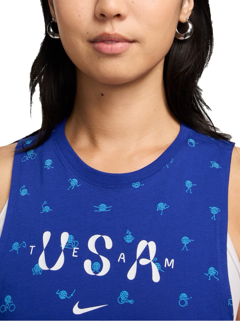 NWT New Team USA Nike Women's Icon Allover Print Muscle Tank Top - Blue - Large